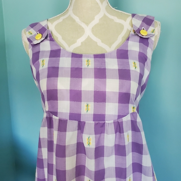 1970s purple gingham dress - Picture 2 of 6